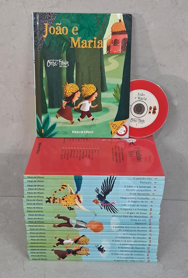 Coleção Completa Folha Contos e Fábulas para Crianças, com 25 livros e CDs.