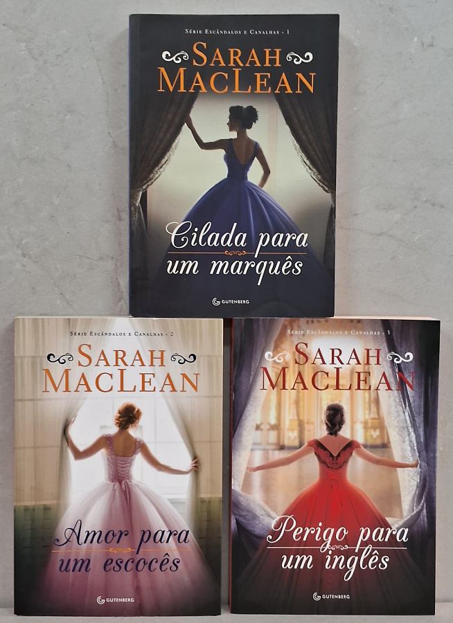 Série Escândalos e Canalhas, de Sarah MacLean, com três romances de época usados ou seminovos repletos de paixão, escândalos e aventura.