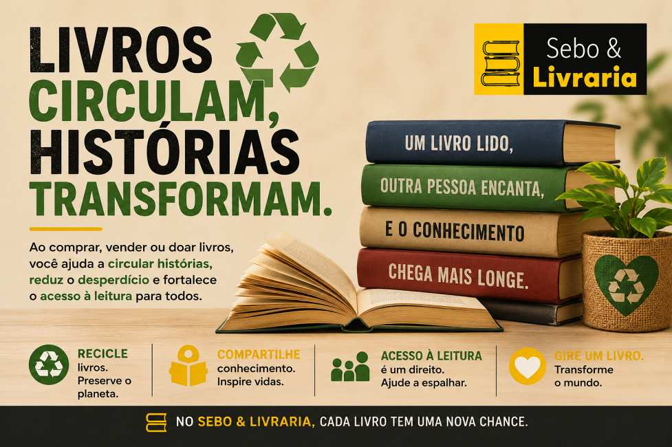Livros circulam e histórias transformam vidas: campanha do Sebo & Livraria pelo acesso à leitura e circulação de livros.