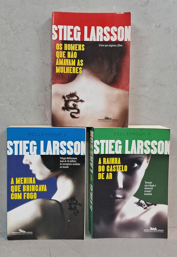 Série Millennium com os 3 primeiros livros de Stieg Larsson. Suspense policial, mistério e investigação com Lisbeth Salander.