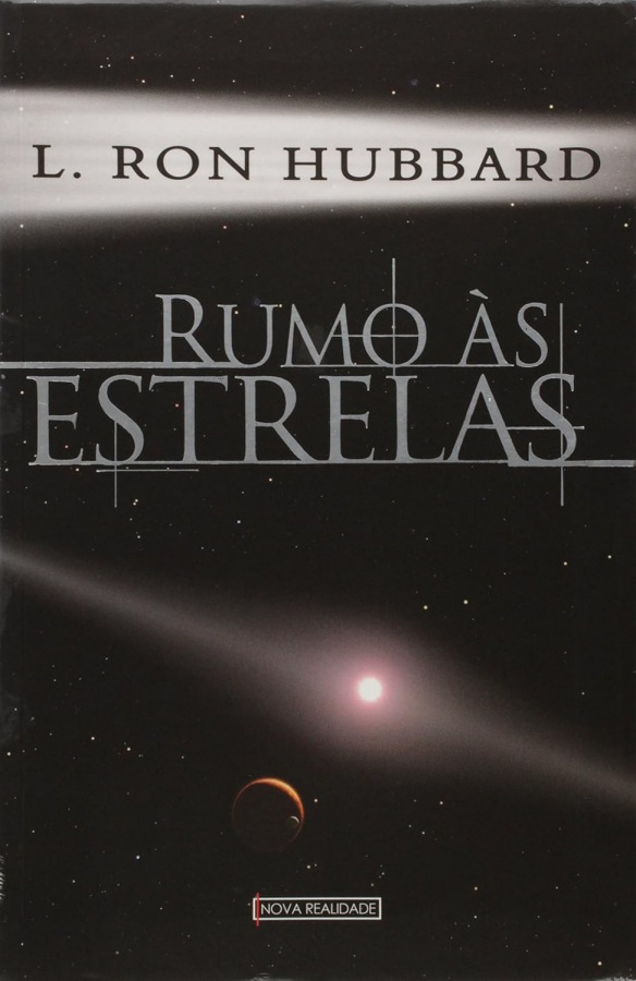 Livro Rumo às Estrelas, de L. Ron Hubbard, livro usado de ficção científica sobre viagens espaciais, dilatação do tempo e exploração interestelar.
