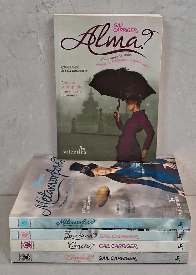 O Protetorado da Sombrinha, série completa com 5 livros de Gail Carriger. Fantasia steampunk com vampiros, lobisomens, romance e mistério.