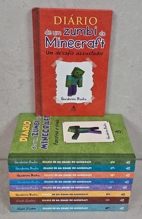 Série Diário de um Zumbi do Minecraft com 9 livros de Herobrine Books. Coleção usada com aventuras, humor e personagens do universo Minecraft.