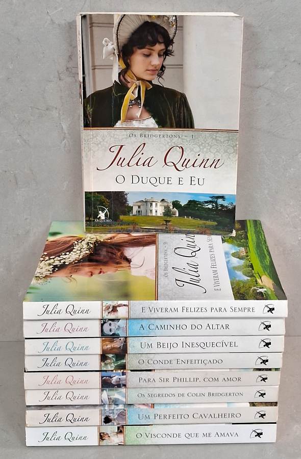 Série Os Bridgertons completa com 9 livros de Julia Quinn. Romance de época, paixão, humor e as histórias dos oito irmãos da família Bridgerton.